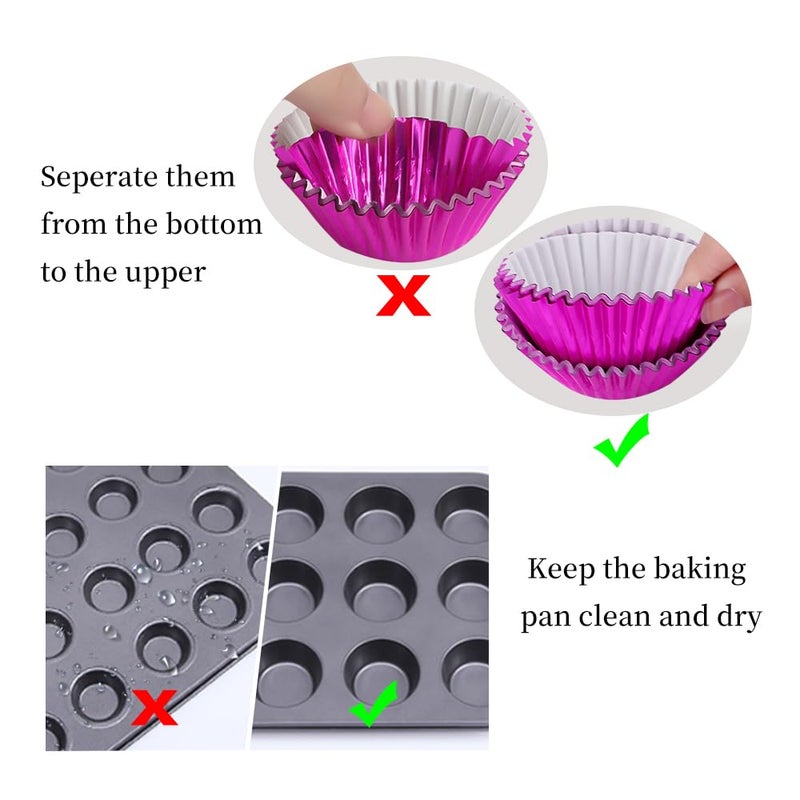 BAKHUK 500pcs Cupcake Liners for Baking, Foil Cupcake Liner, Standard Size 2 Inches 10 Colors Cupcake Liners - Image 4